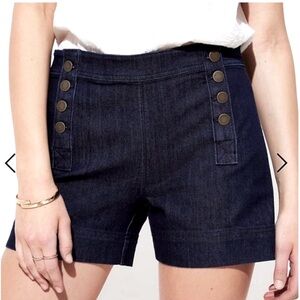 LOFT Denim 2.5” Sailor Shorts W/Brass Buttons Size 24/00